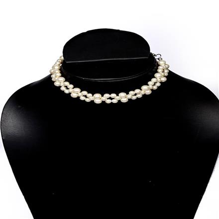 Western Glass Beads Pearls Chokar With Oxidised Plating