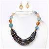 Western Glass Semi Precious Stone Necklace Set With Gold Plating
