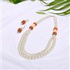 Western Glass Pearl Beads Necklace Set With Rhodium Plating