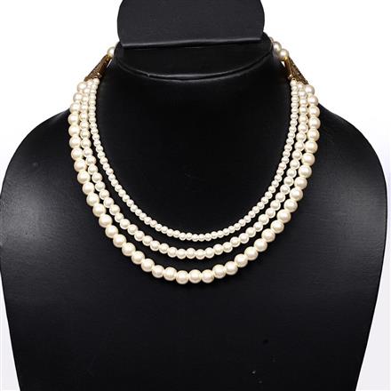 Western Glass Beads Pearl Necklace With Mehndi Plating