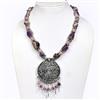 Western Glass Semi Precious Stone Necklace With Oxidised Plating