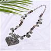 Western Semi Precious Stone Metal Beads Necklace With Oxidised Plating