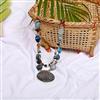 Western Semi Precious Stone Metal Beads Necklace With Oxidised Plating