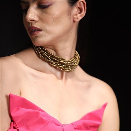 Western Metal Beads Necklace With Mehndi Plating