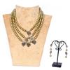Western Pearl Bead Necklace Set with Metal Charms
