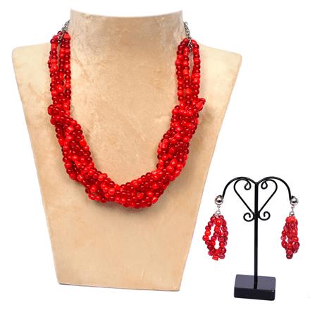 Western Twisted Glass Bead Necklace Set