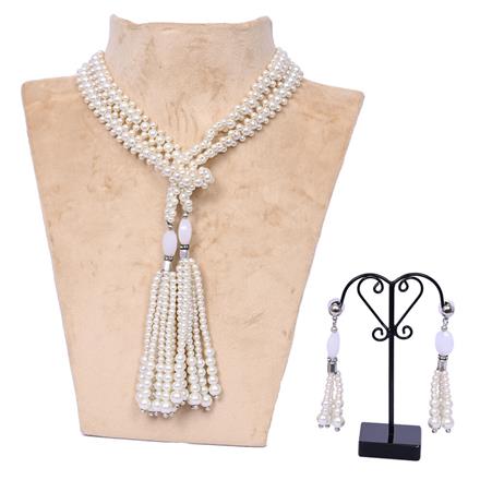 Western Stylish Glass Bead long Necklace Set