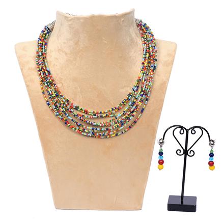 Western Multi color Seed Bead Necklace Set
