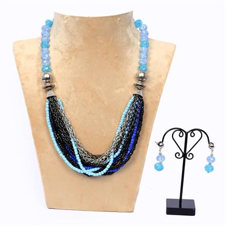 Western Crackled Faceted & Seed Bead Necklace Set