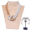 Western Three Layer Glass pearl Necklace Set with knot