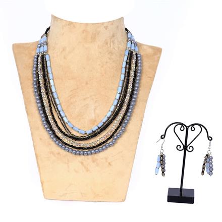 Glass Beads Necklace With Gold Plating