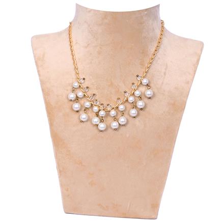 Glass Beads Necklace With Gold Plating