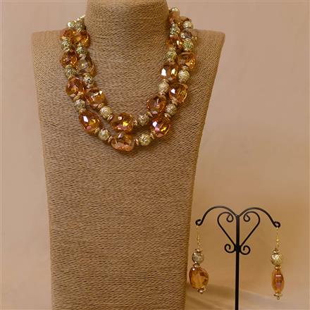 Glass Beads Necklace With Gold Plating