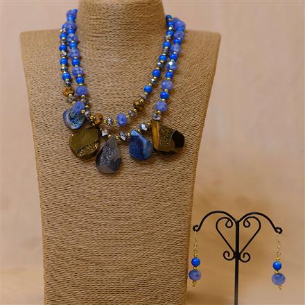 Glass Beads Necklace With Gold Plating
