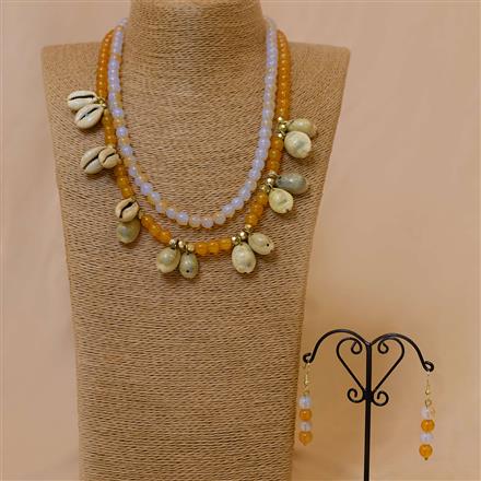 Glass Beads Necklace With Gold Plating