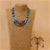 Glass Beads Necklace With Rhodium Plating