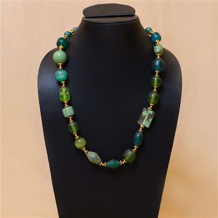 Glass Beads Necklace With Gold Plating