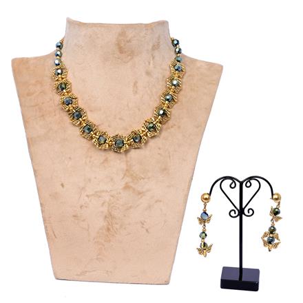 Glass Beads Necklace With Gold Plating