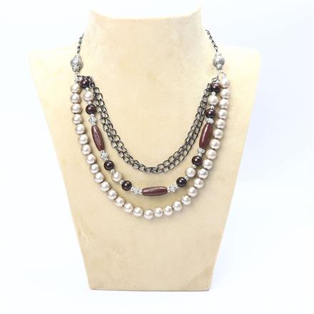 Trendy Necklace,Glass Beads Necklace With Black Plating