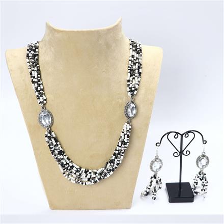 Trendy Necklace,Glass Beads Necklace With Black Plating