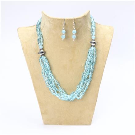 Western Multi Layer Glass Bead Necklace With Oxidised Plating