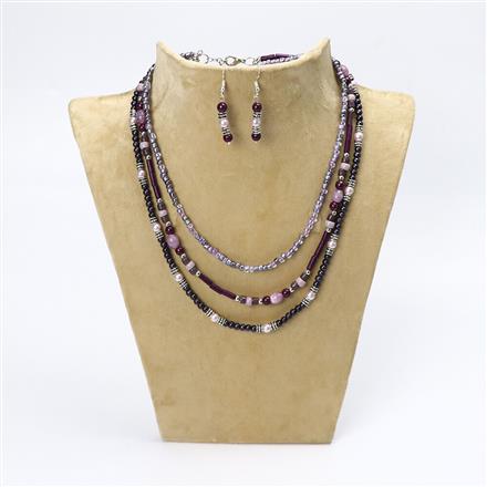 Western Trendy Stylish Seed Bead Necklace With Oxidised Plating