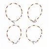 Western Faceted Glass Beads Anklet Rhodium Plating