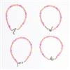 Western Trendy Pink tone Glass bead Anklet Rhodium Plating