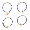 Western Blue Tone Glass Beads Anklets Gold Plating