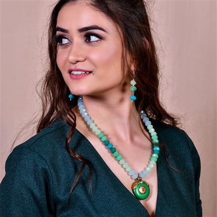 Western Trendy Faceted Glass Bead Neckalce