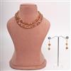 Western Double Stranded Amber Toned Cube Bead Necklace Set