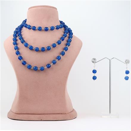 Western Lapis Blue Lampwork Beaded Necklace and Earring Set