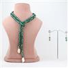 Western Emerald Green Crystal and Freshwater Pearl Jewelry Set