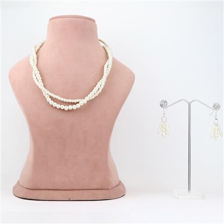 Western Classic Multi-Strand White Pearl Necklace and Earring Set