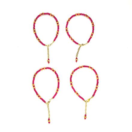 Western Hot Pink Beaded Anklet