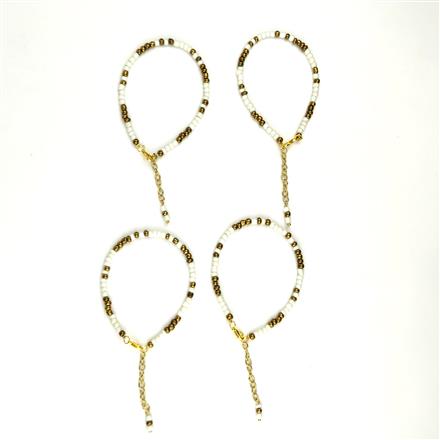 Western White & Gold Beaded Anklet