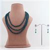 Western Multi Strand Teal Faceted Glass Beaded Necklace and Earring Set