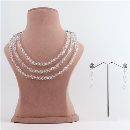 Western Multi Strand Clear Faceted Crystal Necklace and Earring Set