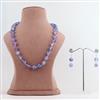Western Multi Strand Purple and Blue Crackled Glass Bead Necklace and Earring Set