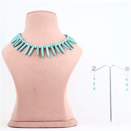 Western Bohemian Aqua Dagger Bead Choker Set
