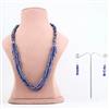 Western Midnight Blue Iridescent Multi Strand Seed Bead Necklace Set