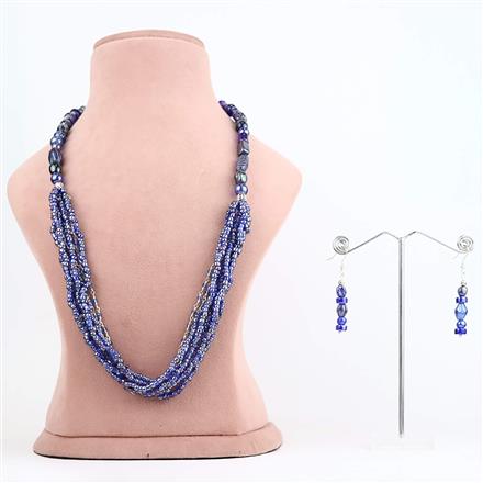 Western Midnight Blue Iridescent Multi Strand Seed Bead Necklace Set