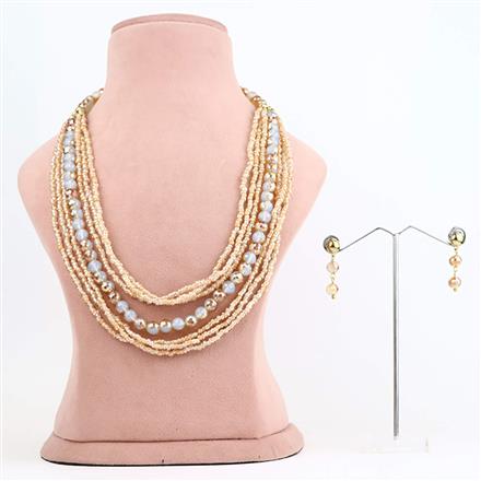 Western Champagne Elegance Multi Strand Seed Bead Necklace Set