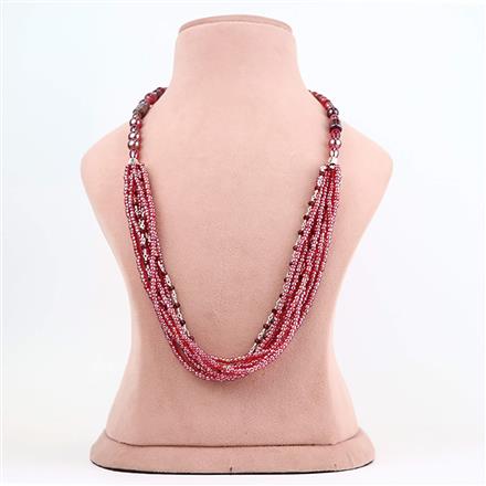 Western Ruby Radiance Multi Strand Seed Bead Statement Necklace