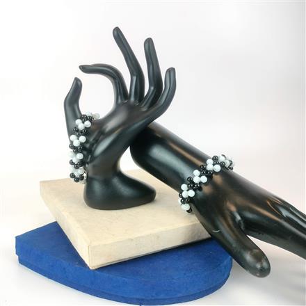 Western Classic Black And White Beaded Bracelet Pack Of 2 Piece