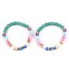 Western Boho Teal Bead Multi Color Speckle Gradient Friendship Bracelet Set Of 2