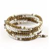 Western Boho White Gold Metallic Seed Bead Multi Wrap Coil Bracelet