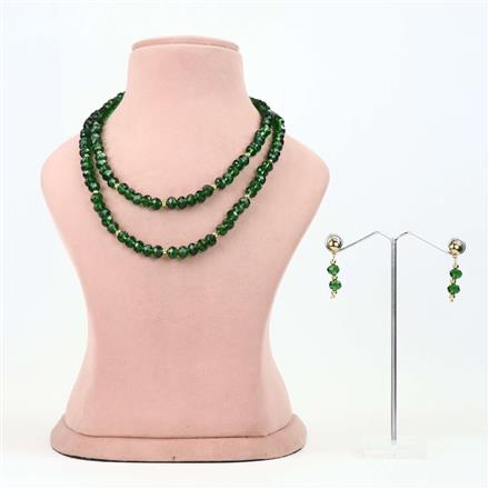 Western Emerald Green Faceted Glass Bead Necklace Set
