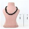 Western Midnight Noir Triple Strand Black Cube Bead Necklace Set