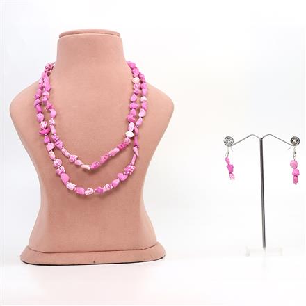Western Pink Semi Precious Dyed Stone Chip Necklace Set